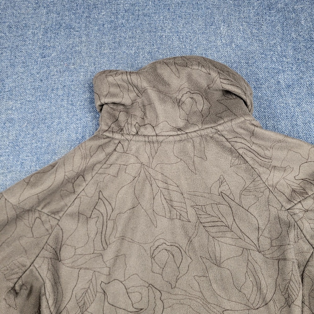 The North Face Womens Gray Floral Etched Quarter Zip Fleece Hoodie Size Medium - Picture 11 of 11